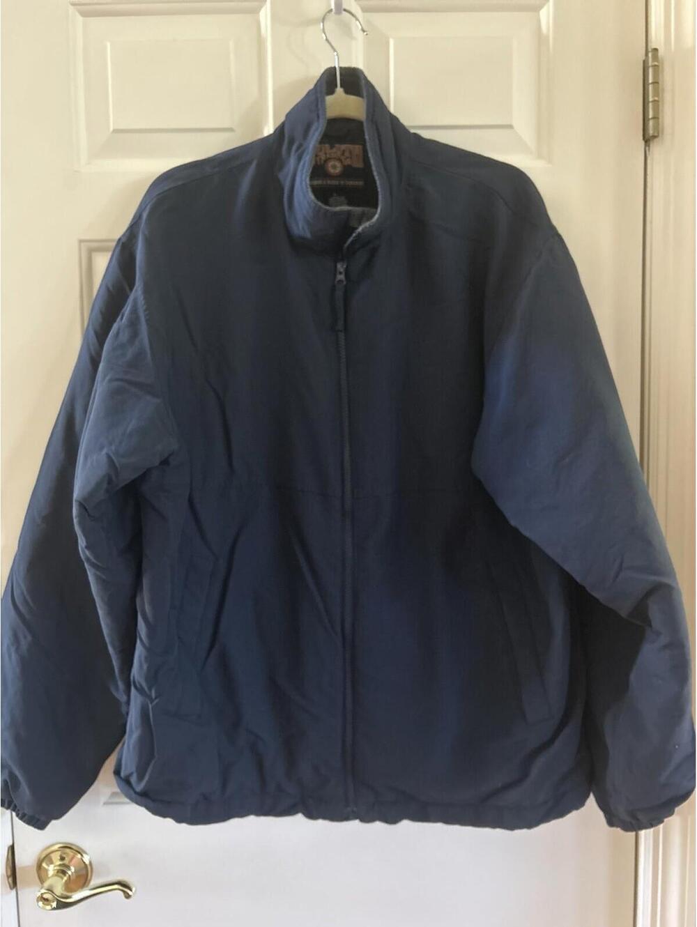 Duluth Trading Coat Mens Large Work Navy Tradesman Full Zip Jacket Fleece Lined